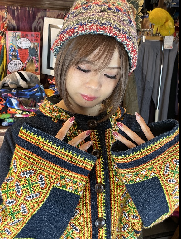 レア モン族 古布 刺繍 リメイク ハンドメイド エスニック ワンピース-